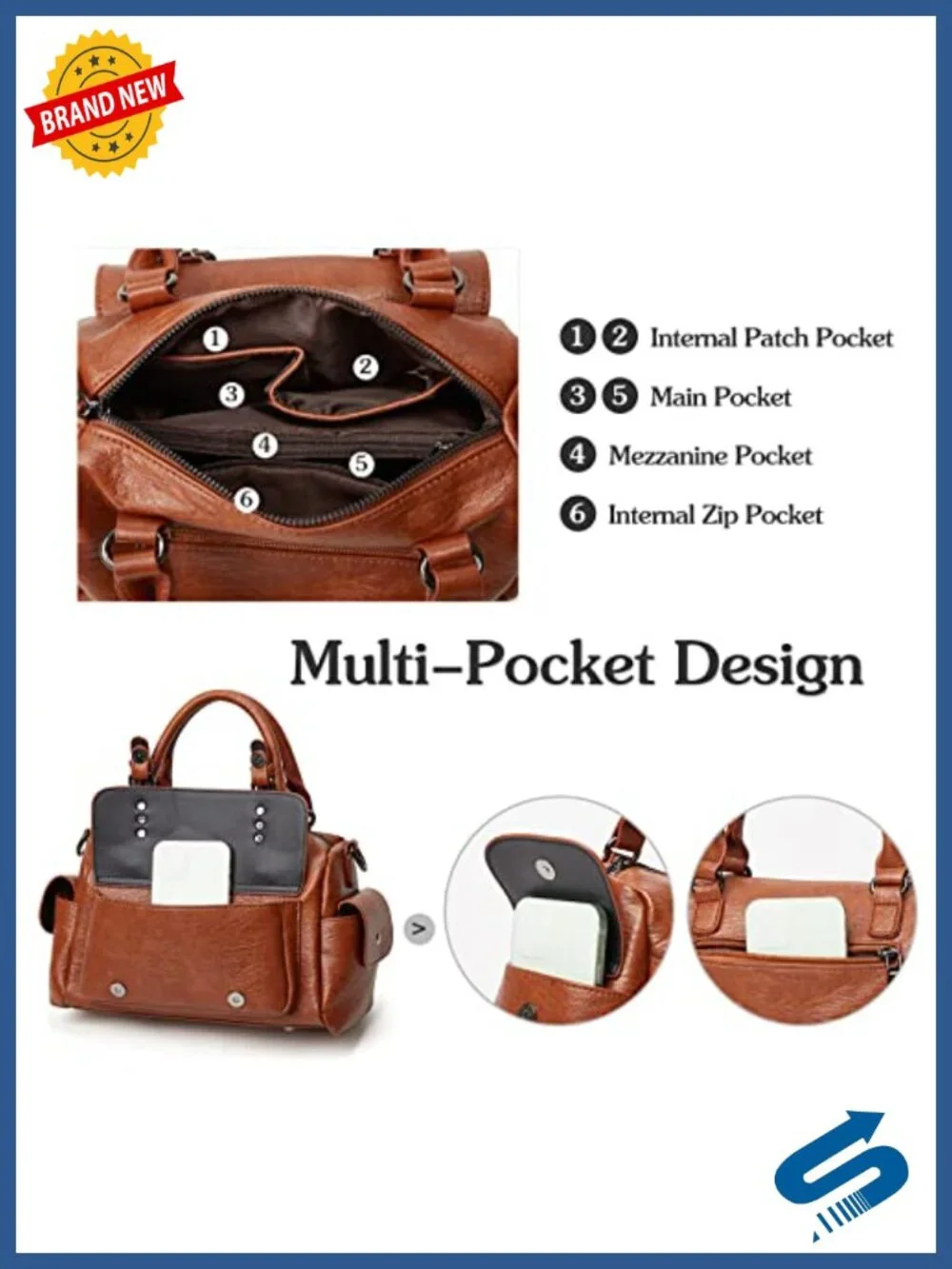 PU Leather Satchel Handbag Crossbody Shoulder Bag Boston Bag Top Handle